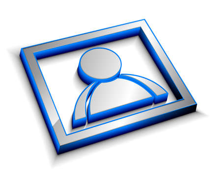 3d glossy user icon, blue isolated on white background. 