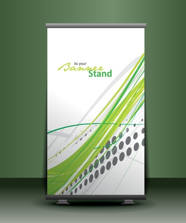 a rolup display with stand banner template design, vector illustration.のイラスト素材
