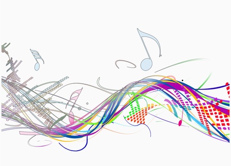 abstract wave line with music note background used. のイラスト素材