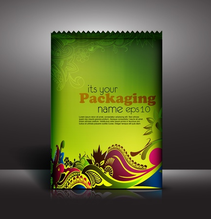 Presentation of pouch pack design content background. editable vector illustration のイラスト素材