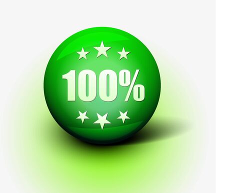 Vector 3d 100% off green sphere isolated.のイラスト素材