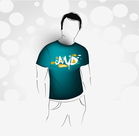 vector illustration of a young man standing with hands in pockets over white background.のイラスト素材
