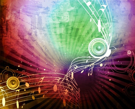 abstract musical notes -grunge vector illustration のイラスト素材