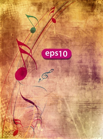 Music notes with music wave element for design use, のイラスト素材