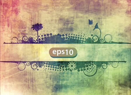 vector background of floral banner design element, のイラスト素材