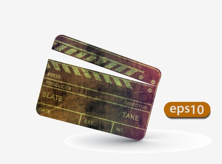 Vector grunge modern colored clapper board with white board.のイラスト素材