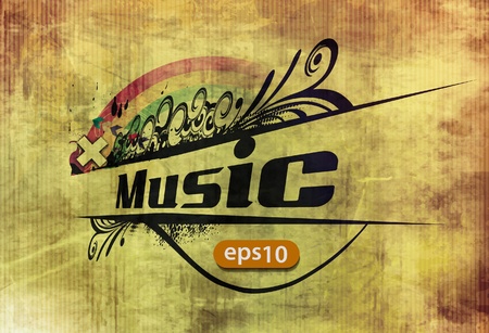 vector grunge musical floral banner backgroundのイラスト素材