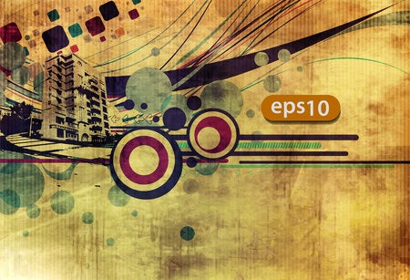 Abstract urban city on a texture background, vector illustration のイラスト素材