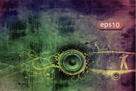 abstract grunge music party  in music stereo designのイラスト素材