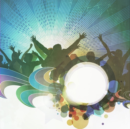 vector blur design with silhouette of dancing people on party banner background. のイラスト素材