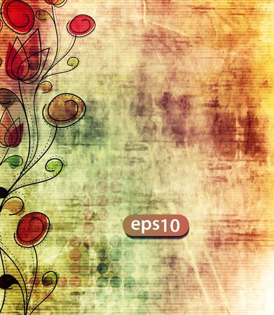 Abstract grunge flower pattern, spring flowers design.のイラスト素材