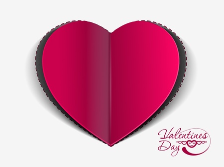 valentine's day paper curl heart, vector illustration. のイラスト素材