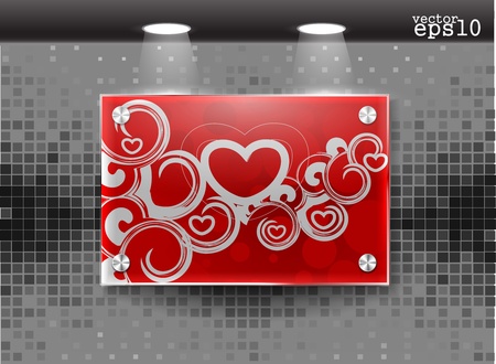 valentine's day realistic glass frame on a wall eps10 のイラスト素材