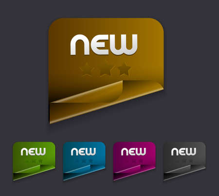 Vector new stickers set. Transparent shadow easy replace background and edit colors. のイラスト素材