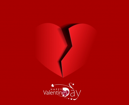 Paper broken heart on red background.のイラスト素材