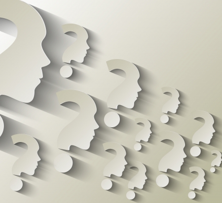  Human face with question mark illustration on white backgroundのイラスト素材