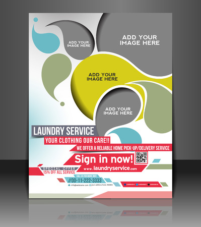 Laundry Service Flyer & Poster Template Designのイラスト素材