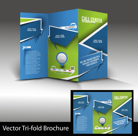 Tri-Fold Call Center Mock up & Brochure Designのイラスト素材