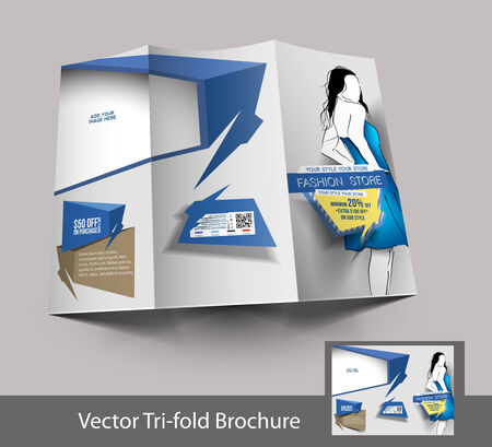Tri-fold Fashion Brochure Design illustrationのイラスト素材