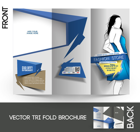 Fashion Store Tri-Fold Mock up & Brochure Design のイラスト素材