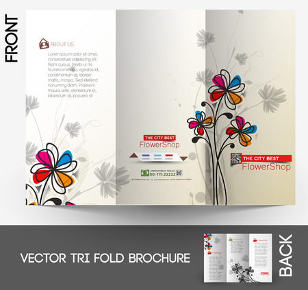 Flower shop Tri-Fold Mock up & Brochure Designのイラスト素材
