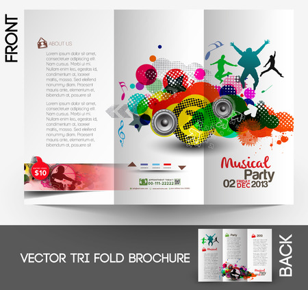 Music Club Party Tri-Fold Mock up & Brochure Designのイラスト素材