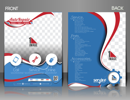 Automobile Center Front & Back Flyer, Magazine & Poster Template. のイラスト素材