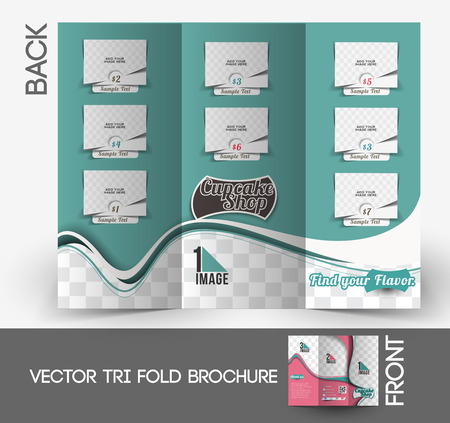 Cup Cake Shop Tri-Fold Brochure Mock up Design のイラスト素材