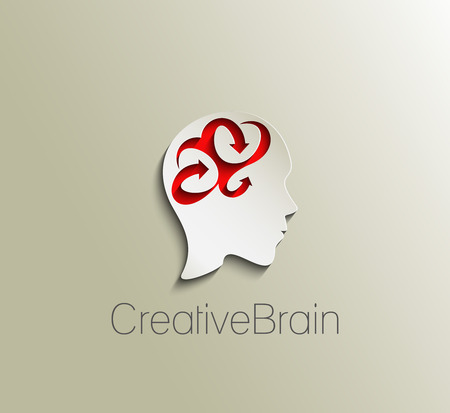 Symbol of Creative Brain, isolated vector logo design のイラスト素材