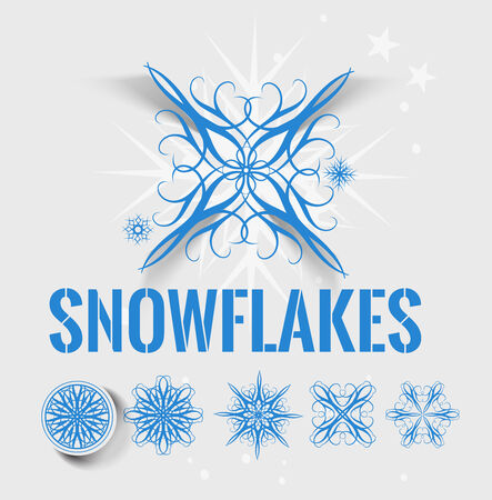 Abstract Vector Border & snowflakes element.のイラスト素材