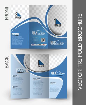 Milk Store Tri-Fold Brochure Mock up Design.のイラスト素材