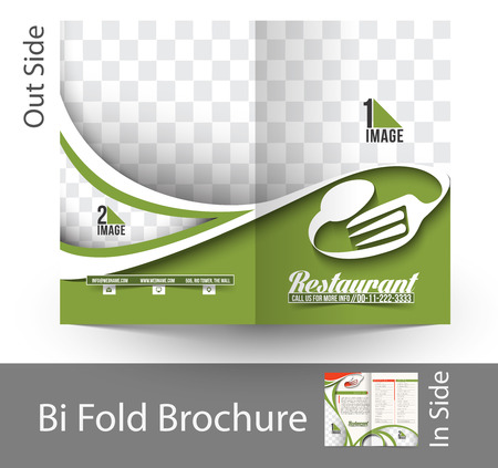 Restaurant & Hotel Bi-Fold Brochure Mock up Designのイラスト素材