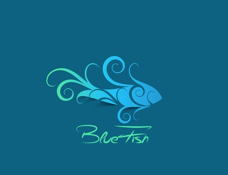 Blue Fish Symbol - vector illustrationのイラスト素材