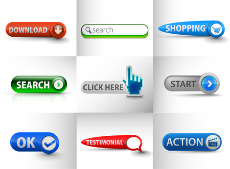 Set of Icons for Download, Search, Start, Action , ok, Testimonial Web Icon Design Templateのイラスト素材