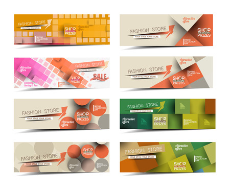 Collection of Fashion Sale Discount Styled Website Bannerのイラスト素材