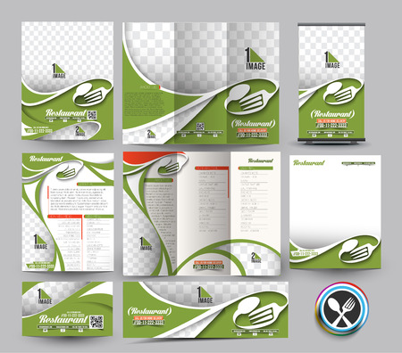 Restaurant Business Stationery Set Template.のイラスト素材
