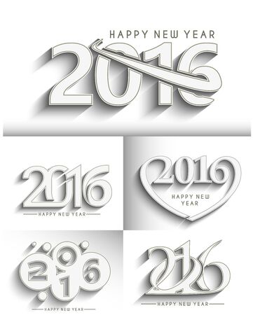 Set of Happy new year 2016 Text Designのイラスト素材