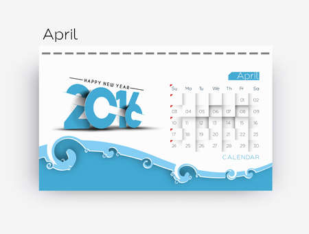 Happy new year 2016 Calendar Design, Vector Illustrationのイラスト素材