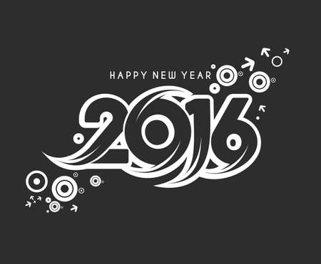 Happy new year 2016 Text Design, vector Illustration.のイラスト素材