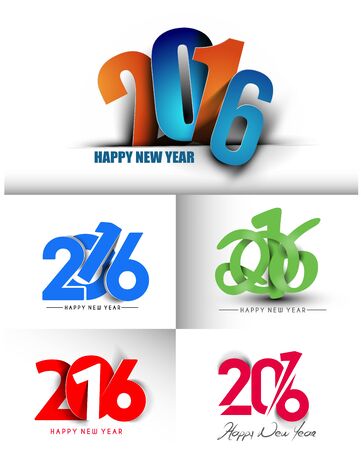 Set of Happy new year 2016 Text Designのイラスト素材