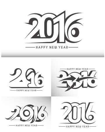 Set of Happy new year 2016 Text Designのイラスト素材