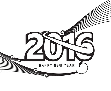 Happy new year 2016 Text Design, vector Illustration.のイラスト素材