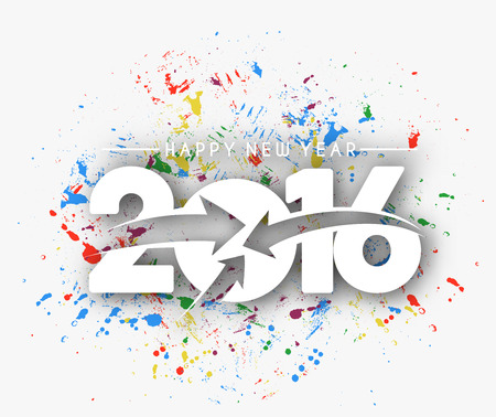 Happy new year 2016 Text Design, vector Illustration.のイラスト素材