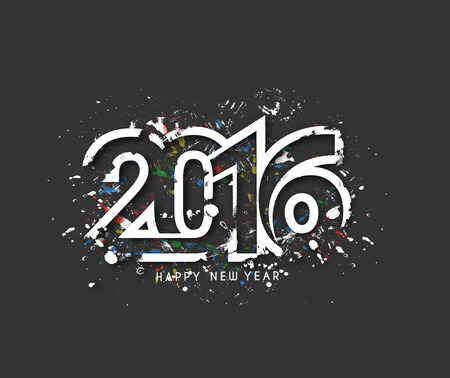 Happy new year 2016 Text Design, vector Illustration.