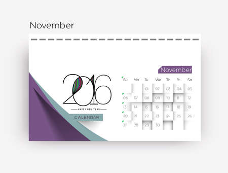 Happy new year 2016 Calendar Design, Vector Illustrationのイラスト素材