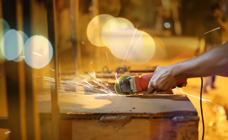 Metal sawing close up with blur backgroundの写真素材