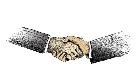 Sketch of Hand shake between two businessman.Vector Illustration.のイラスト素材