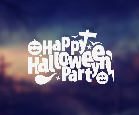 Happy Halloween greeting card Calligraphy - Text design. Halloween banner or poster.のイラスト素材