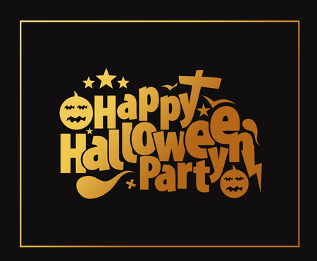 Happy Halloween greeting card Calligraphy - Text design. Halloween banner or poster.のイラスト素材