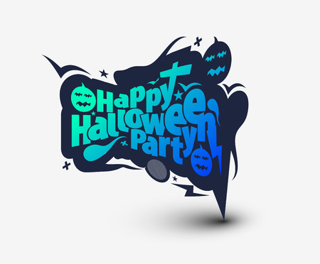Happy Halloween greeting card Calligraphy - Text design. Halloween banner or poster.のイラスト素材